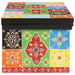 Colorful patterned storage box with floral designs and black lid from Little and Giant Explorers