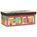 Colorful wooden storage box with floral patterns and two drawers, vibrant patchwork design
