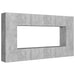 Concrete grey wall-mounted TV cabinet set with multiple storage compartments