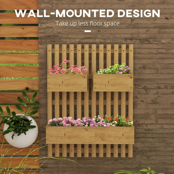 Wall-Mounted Wooden Garden Planters with Trellis - Little and Giant Explorers Outsunny