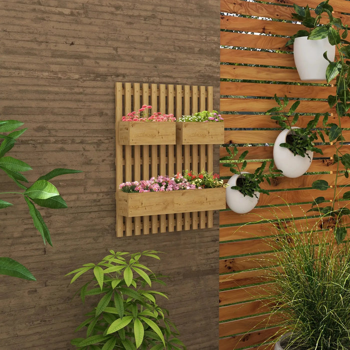 Wall-Mounted Wooden Garden Planters with Trellis - Little and Giant Explorers Outsunny