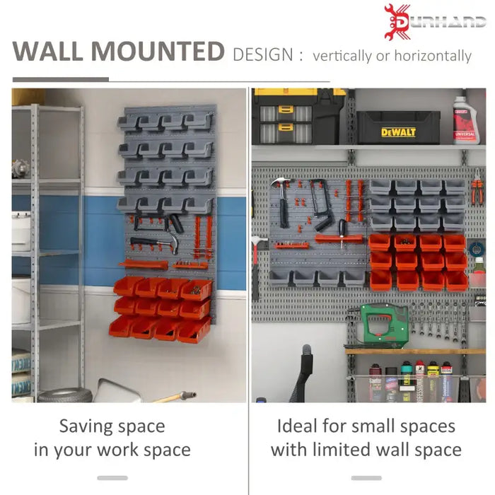 Wall Storage Organiser – On-Wall Tool Pegboard | 28 Cubbies, Hooks and Bins DURHAND - Little and Giant Explorers DURHAND