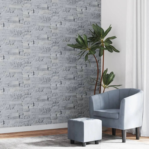 Wallpaper '3D Stone Look' in Light Grey | Non-Woven Fabric - Little and Giant Explorers vidaXL