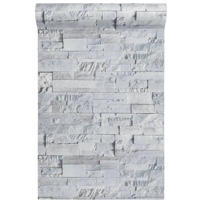 Wallpaper '3D Stone Look' in Light Grey | Non-Woven Fabric - Little and Giant Explorers vidaXL