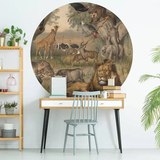 Wallpaper 'Circle Animals of Africa' Ø142.5cm - Little and Giant Explorers WallArt