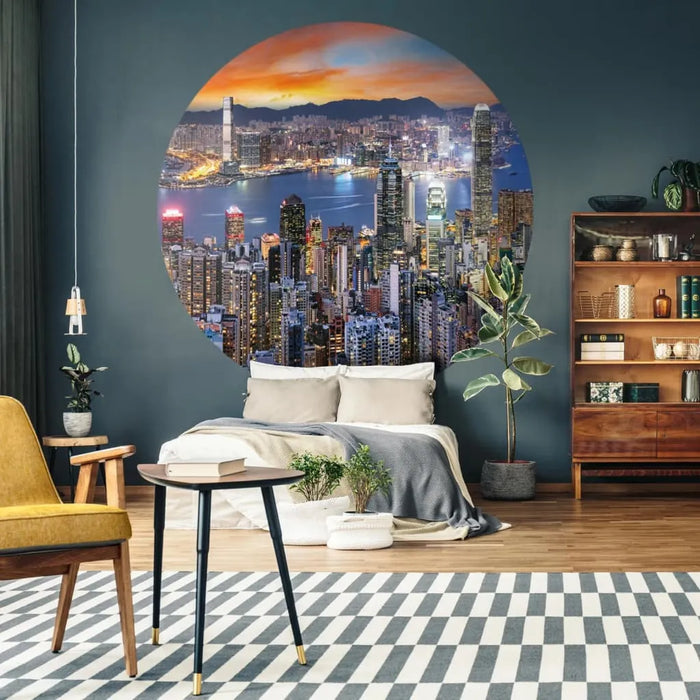 Wallpaper 'Circle Skyline by Night' Ø190 cm - Little and Giant Explorers WallArt