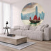 Wallpaper Circle 'Skyline with Junk Boat' Ø142.5 cm - Little and Giant Explorers WallArt