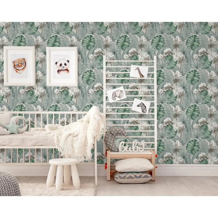 Wallpaper 'Eden' in Grey and Light Green - Little and Giant Explorers DUTCH WALLCOVERINGS