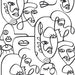 Wallpaper 'Friends & Coffee Line Art Faces' in White and Black - Little and Giant Explorers Noordwand