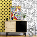 Wallpaper 'Friends & Coffee Line Art Faces' in White and Black - Little and Giant Explorers Noordwand