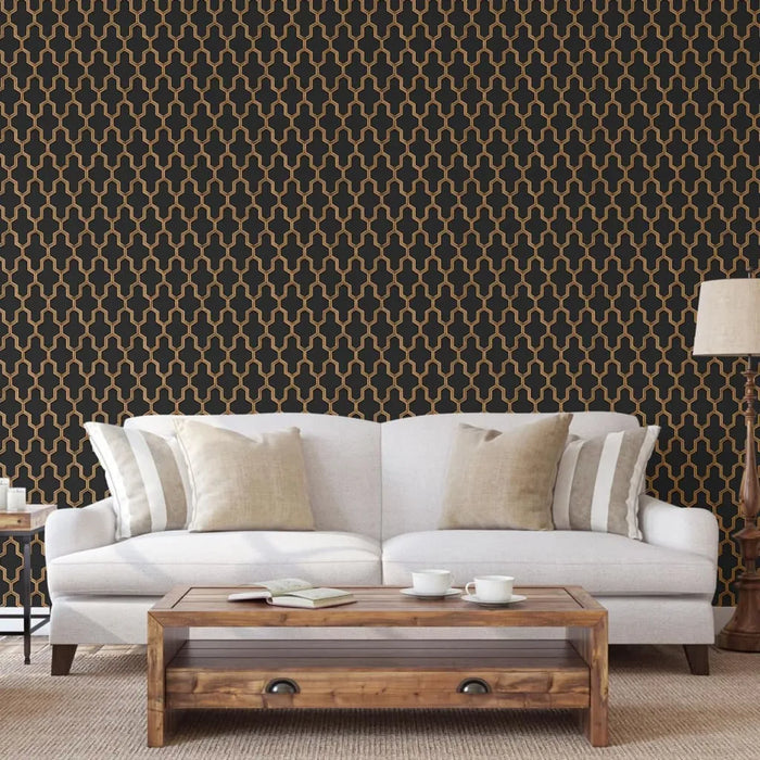 Wallpaper 'Geometric' in Black and Gold - Little and Giant Explorers DUTCH WALLCOVERINGS