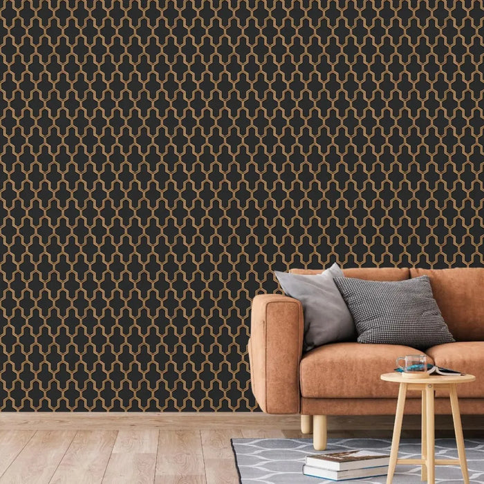 Wallpaper 'Geometric' in Black and Gold - Little and Giant Explorers DUTCH WALLCOVERINGS