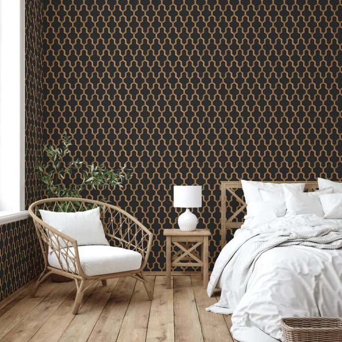 Wallpaper 'Geometric' in Black and Gold - Little and Giant Explorers DUTCH WALLCOVERINGS