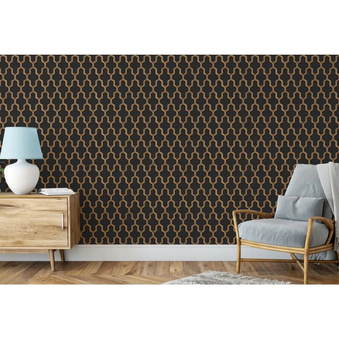 Wallpaper 'Geometric' in Black and Gold - Little and Giant Explorers DUTCH WALLCOVERINGS