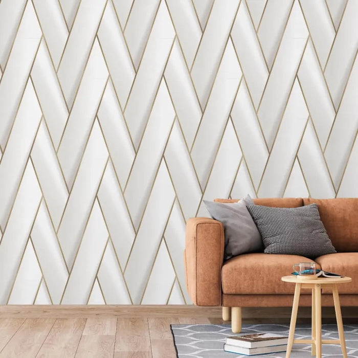 Wallpaper 'Geometric' in White and Gold - Little and Giant Explorers DUTCH WALLCOVERINGS