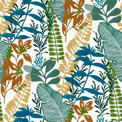 Wallpaper 'Good Vibes Big Leaves' in Blue and Green - Little and Giant Explorers Noordwand