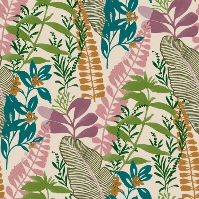 Wallpaper 'Good Vibes Big Leaves' in Green and Pink - Little and Giant Explorers Noordwand