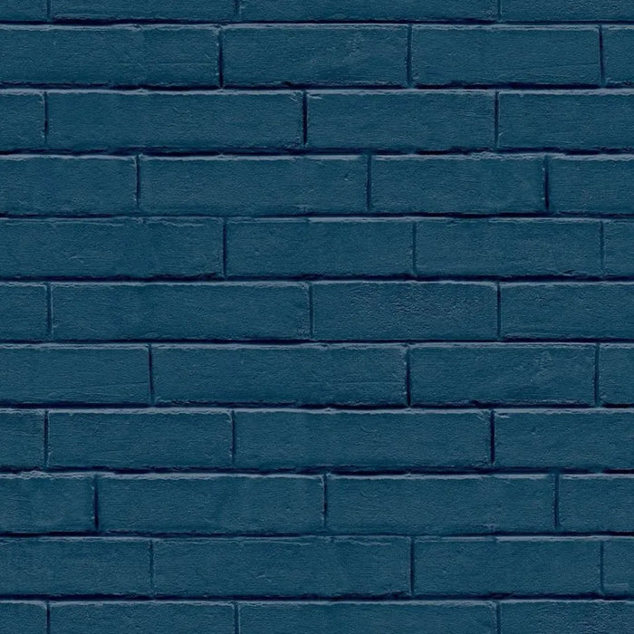 Wallpaper 'Good Vibes Brick Wall' in Blue - Little and Giant Explorers Noordwand