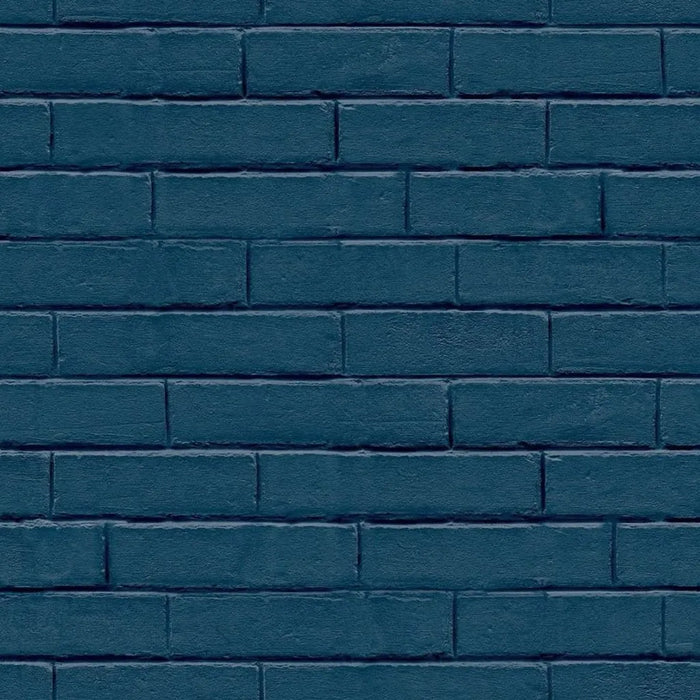 Wallpaper 'Good Vibes Brick Wall' in Blue - Little and Giant Explorers Noordwand