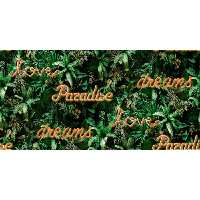 Wallpaper 'Good Vibes Neon Letter with Plants' in Green and Orange - Little and Giant Explorers Noordwand