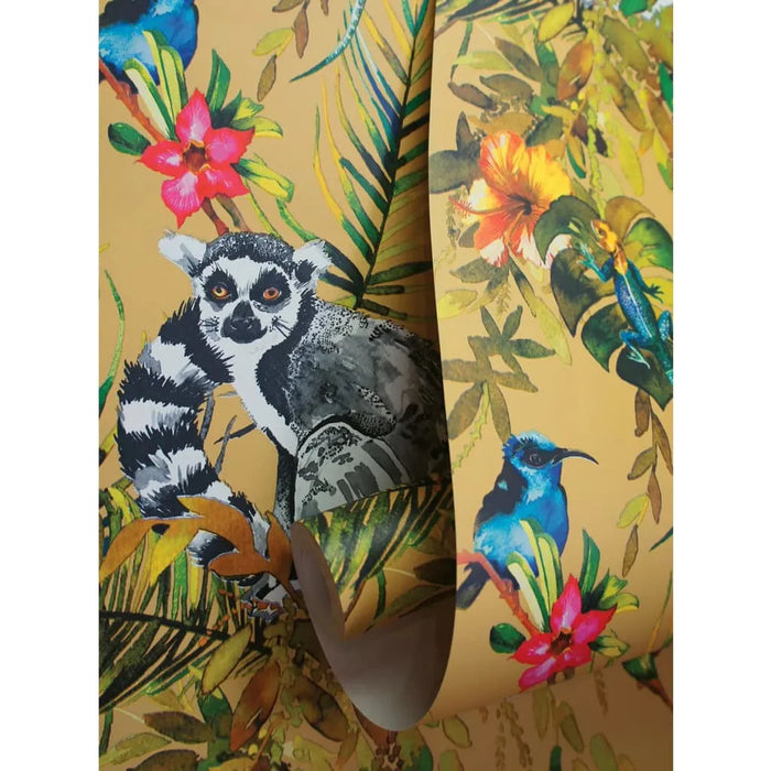 Wallpaper 'Lemur' in Ochre - Little and Giant Explorers DUTCH WALLCOVERINGS