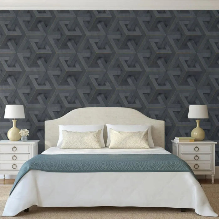 Wallpaper 'Onyx' in Anthracite and Gold - Little and Giant Explorers DUTCH WALLCOVERINGS