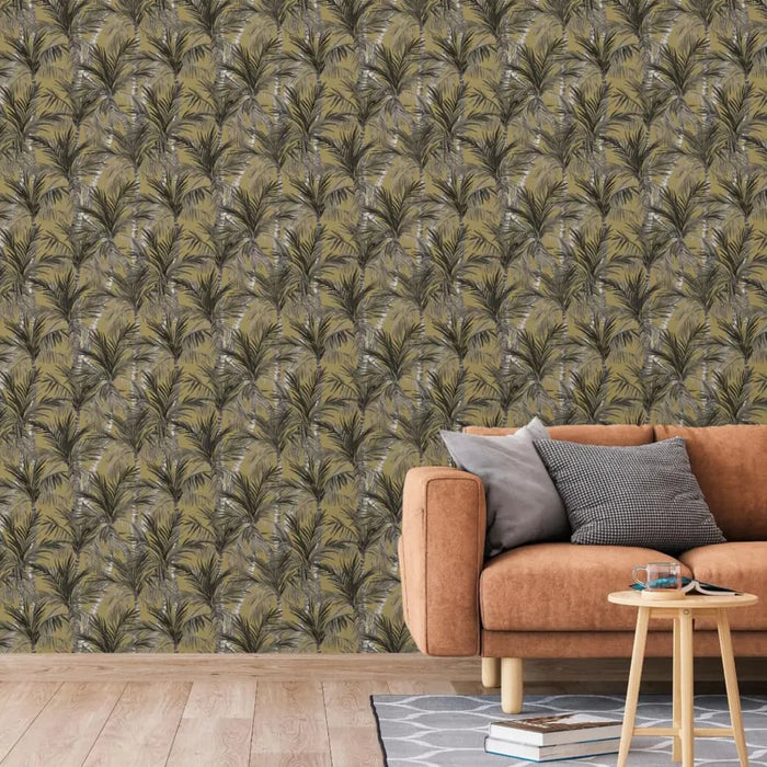 Wallpaper 'Palm Trees' in Gold and Black - Little and Giant Explorers DUTCH WALLCOVERINGS