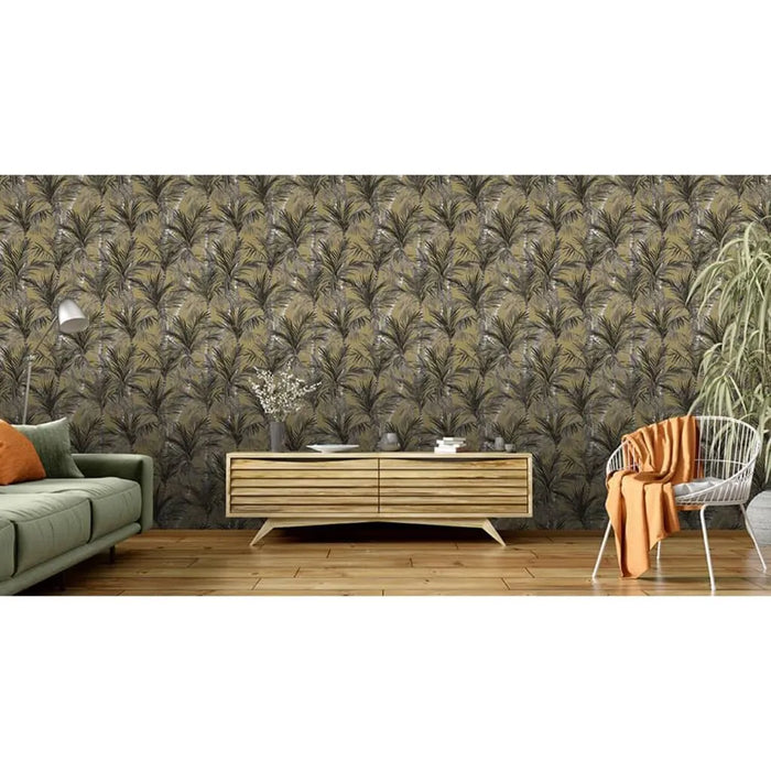 Wallpaper 'Palm Trees' in Gold and Black - Little and Giant Explorers DUTCH WALLCOVERINGS