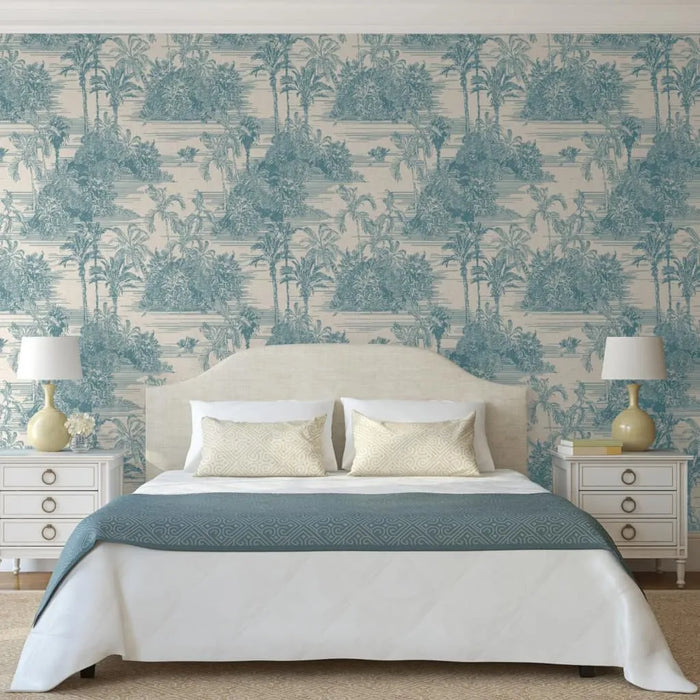 Wallpaper 'Tropical' in Beige and Light Blue - Little and Giant Explorers DUTCH WALLCOVERINGS