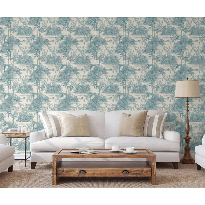 Wallpaper 'Tropical' in Beige and Light Blue - Little and Giant Explorers DUTCH WALLCOVERINGS