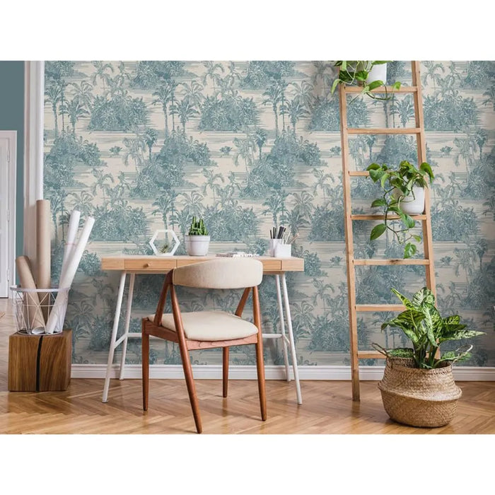 Wallpaper 'Tropical' in Beige and Light Blue - Little and Giant Explorers DUTCH WALLCOVERINGS