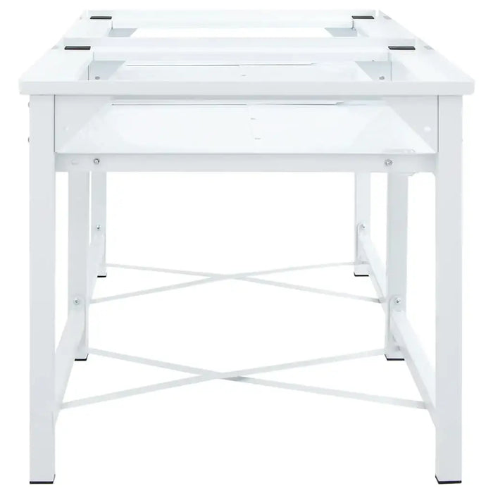 White glass table with a clear base on a white background