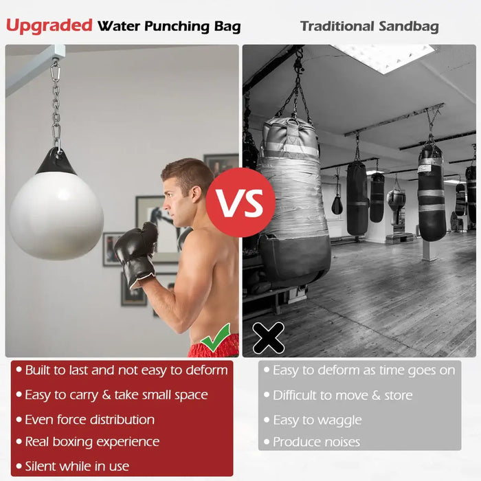 Water-Filled Punching Bag – White | Aqua Heavy Bag with Adjustable Hanging Chain COSTWAY - Little and Giant Explorers Costway