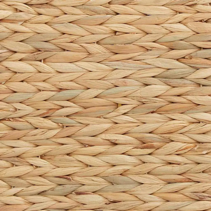 Close-up of natural woven straw texture in warm beige tones for home decor or crafting