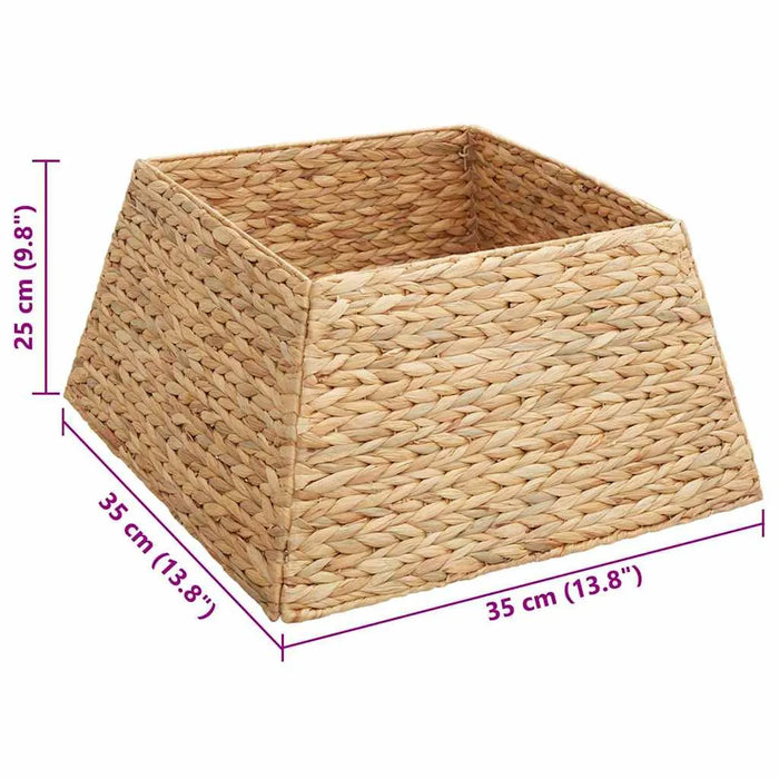 Square woven seagrass storage basket with 35 cm width, 25 cm height, natural texture