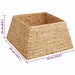 Square woven seagrass storage basket with 35 cm width, 25 cm height, natural texture