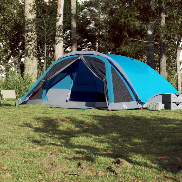 Waterproof Cabin Family Tent in Blue (6 persons) - Little and Giant Explorers vidaXL