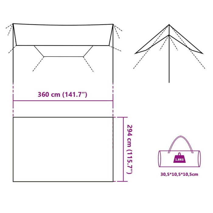 Waterproof Camping Tarp in Grey - Little and Giant Explorers vidaXL