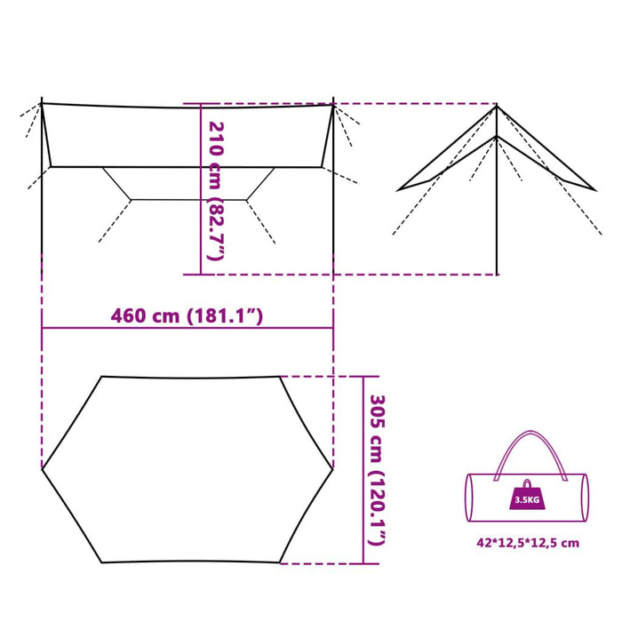 Waterproof Camping Tarp in Grey and Orange - Little and Giant Explorers vidaXL