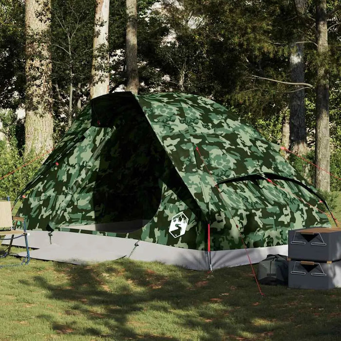 Waterproof Camping Tent Dome in Camouflage (4 persons) - Little and Giant Explorers vidaXL