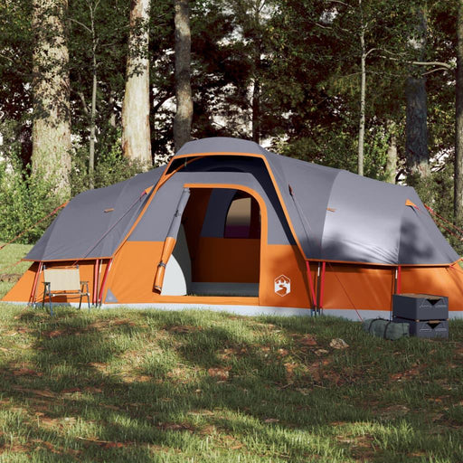 Waterproof Dome Family Tent in Grey and Orange (11 persons) - Little and Giant Explorers vidaXL