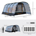 Waterproof Family Tunnel Tent with 4 Large Windows and Sleeping Cabins (8 persons) - Little and Giant Explorers Outsunny