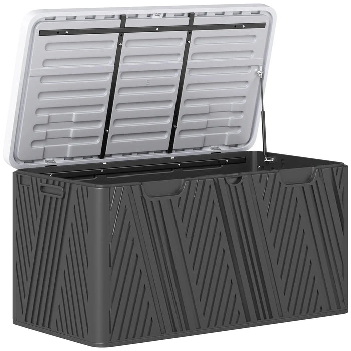 Waterproof Outdoor Storage Box with Lockable Lid in Black 380 L - Little and Giant Explorers Outsunny