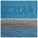 Close-up of blue waterproof tent fabric with taped seams and water droplets