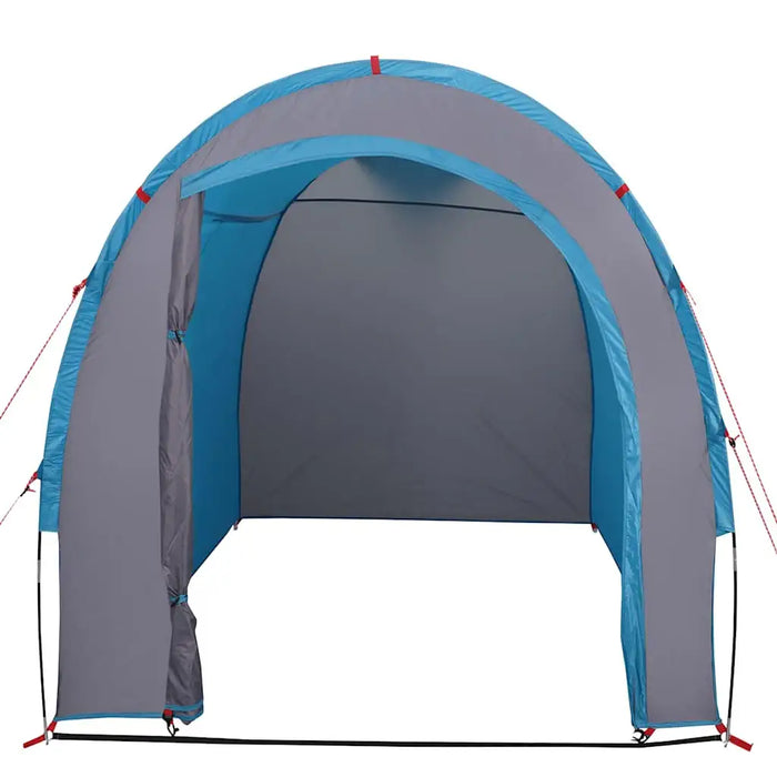 Blue waterproof storage tent portable camping organiser with open front and guy lines