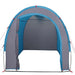 Blue waterproof storage tent portable camping organiser with open front and guy lines