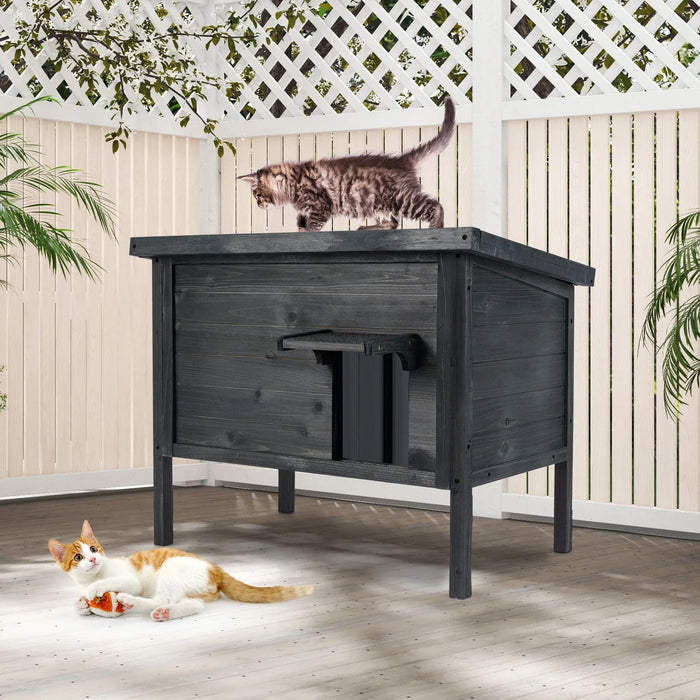 Weatherproof Outdoor Insulated Condo Cat House in Grey (88 x 55 x 69cm) - Little and Giant Explorers Costway