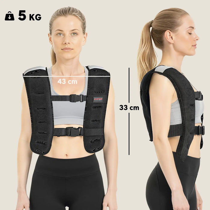 Weighted Running Vest – Black | Fixed 5kg Neoprene Training Vest with Adjustable Straps SPORTNOW - Little and Giant Explorers SPORTNOW