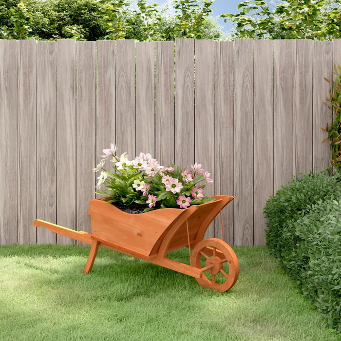 Wheelbarrow Planter in Solid Wood Fir (128 x 45.5 x 43cm) - Little and Giant Explorers vidaXL