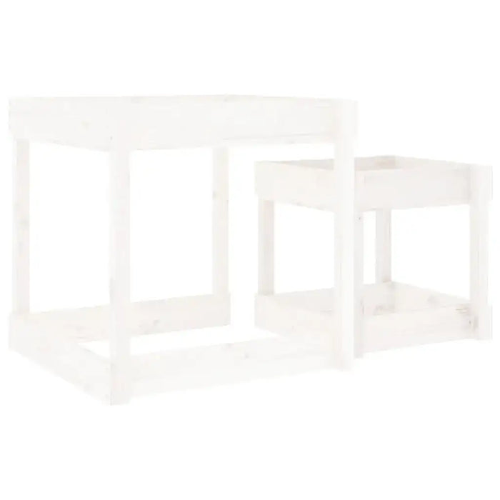 2 Sand Tables in White and Solid Wood Pine - Little and Giant Explorers vidaXL